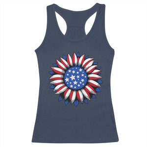 Sunflower American Flag Racerback Tank Top Floral USA 4th of July Merica TS10 Navy Print Your Wear
