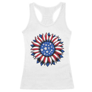 Sunflower American Flag Racerback Tank Top Floral USA 4th of July Merica TS10 White Print Your Wear