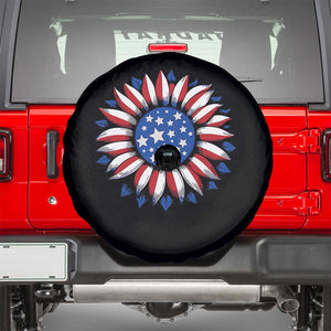 Sunflower American Flag Spare Tire Cover Floral USA 4th of July Merica TS10 Black Print Your Wear