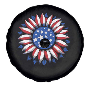 Sunflower American Flag Spare Tire Cover Floral USA 4th of July Merica TS10 Print Your Wear