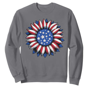 Sunflower American Flag Sweatshirt Floral USA 4th of July Merica TS10 Charcoal Print Your Wear