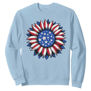Sunflower American Flag Sweatshirt Floral USA 4th of July Merica TS10 Light Blue Print Your Wear
