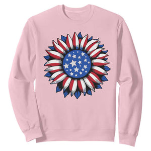 Sunflower American Flag Sweatshirt Floral USA 4th of July Merica TS10 Light Pink Print Your Wear