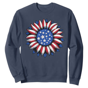 Sunflower American Flag Sweatshirt Floral USA 4th of July Merica TS10 Navy Print Your Wear