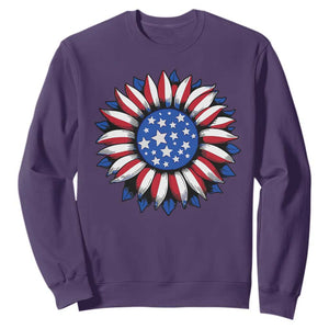 Sunflower American Flag Sweatshirt Floral USA 4th of July Merica TS10 Purple Print Your Wear