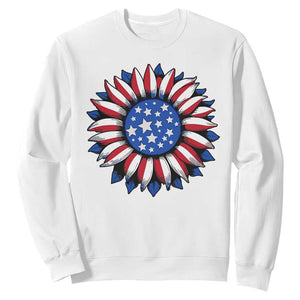 Sunflower American Flag Sweatshirt Floral USA 4th of July Merica TS10 White Print Your Wear
