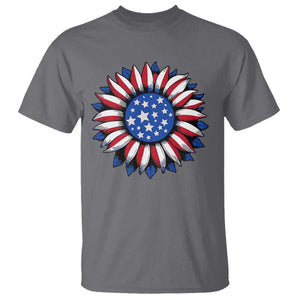 Sunflower American Flag T Shirt Floral USA 4th of July Merica TS10 Charcoal Print Your Wear