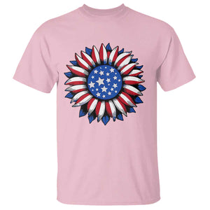 Sunflower American Flag T Shirt Floral USA 4th of July Merica TS10 Light Pink Print Your Wear