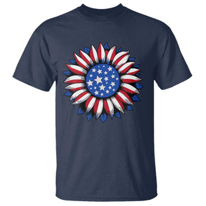 Sunflower American Flag T Shirt Floral USA 4th of July Merica TS10 Navy Print Your Wear