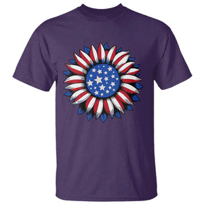 Sunflower American Flag T Shirt Floral USA 4th of July Merica TS10 Purple Print Your Wear