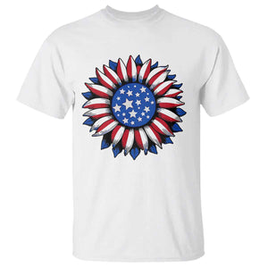 Sunflower American Flag T Shirt Floral USA 4th of July Merica TS10 White Print Your Wear