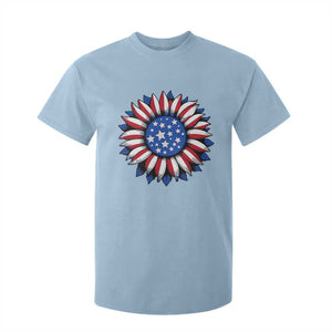 Sunflower American Flag T Shirt For Kid Floral USA 4th of July Merica TS10 Light Blue Print Your Wear