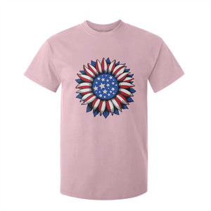 Sunflower American Flag T Shirt For Kid Floral USA 4th of July Merica TS10 Light Pink Print Your Wear