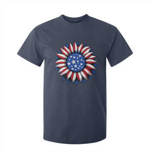 Sunflower American Flag T Shirt For Kid Floral USA 4th of July Merica TS10 Navy Print Your Wear