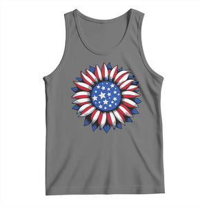 Sunflower American Flag Tank Top Floral USA 4th of July Merica TS10 Black Heather Print Your Wear