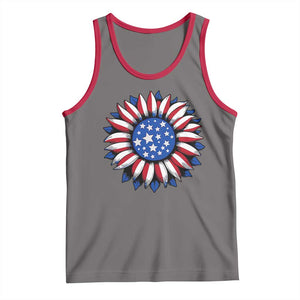 Sunflower American Flag Tank Top Floral USA 4th of July Merica TS10 Deep Heather Red Print Your Wear
