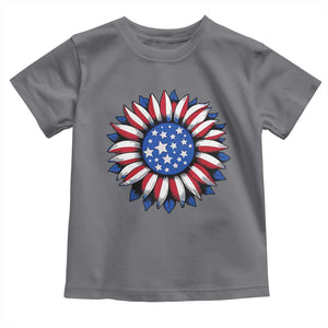 Sunflower American Flag Toddler T Shirt Floral USA 4th of July Merica TS10 Charcoal Print Your Wear