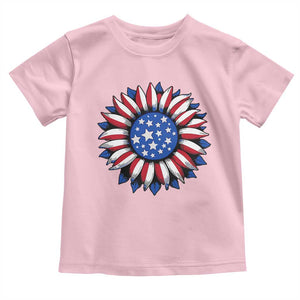 Sunflower American Flag Toddler T Shirt Floral USA 4th of July Merica TS10 Light Pink Print Your Wear