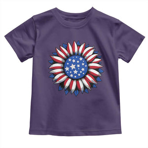 Sunflower American Flag Toddler T Shirt Floral USA 4th of July Merica TS10 Purple Print Your Wear