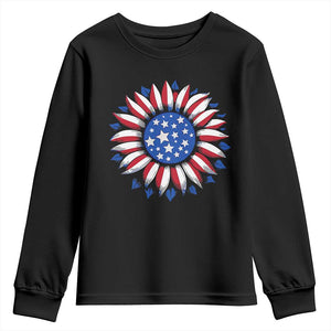 Sunflower American Flag Youth Sweatshirt Floral USA 4th of July Merica TS10 Black Print Your Wear