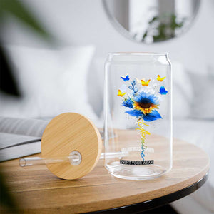 Sunflower Ukraine Flag Glass Can Ukrainian Butterflies Flowers TS10 Print Your Wear