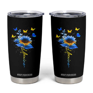 Sunflower Ukraine Flag Tumbler Cup Ukrainian Butterflies Flowers TS10 Black Print Your Wear