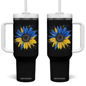 Sunflower Ukraine Flag Tumbler With Handle Patriot Patriotic Ukraine Ukrainian National Flag TS10 One Size: 40 oz Black Print Your Wear