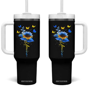 Sunflower Ukraine Flag Tumbler With Handle Ukrainian Butterflies Flowers TS10 One Size: 40 oz Black Print Your Wear
