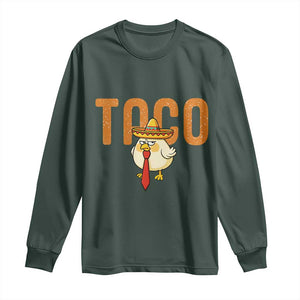 TACO Chicken in Sombrero Long Sleeve Shirt Funny Mexican Food TS02 Dark Forest Green Print Your Wear