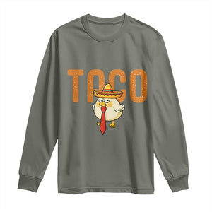 TACO Chicken in Sombrero Long Sleeve Shirt Funny Mexican Food TS02 Military Green Print Your Wear