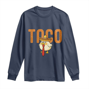 TACO Chicken in Sombrero Long Sleeve Shirt Funny Mexican Food TS02 Navy Print Your Wear