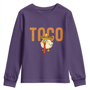 TACO Chicken in Sombrero Youth Sweatshirt Funny Mexican Food TS02 Purple Print Your Wear