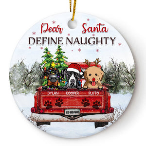 Personalized Jeep Christmas Ornaments Dear Santa Define Naughty Gift For Dog Lovers Circle Ceramic CTM00 Ornament Custom - Printyourwear
