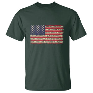 Spanish Pledge of Allegiance USA Flag Vintage Patriotic Graphic T Shirt American Patriotic Promesa de Lealtad TS02 Dark Forest Green Printyourwear