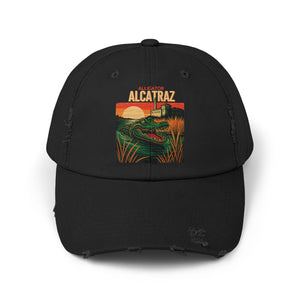 Alligator Alcatraz Vintage Distressed Cap Retro Florida Swamp Political Sarcasm TS02 Classic Cap Universal Fit Black Printyourwear