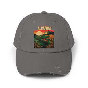 Alligator Alcatraz Vintage Distressed Cap Retro Florida Swamp Political Sarcasm TS02 Classic Cap Universal Fit Gray Printyourwear