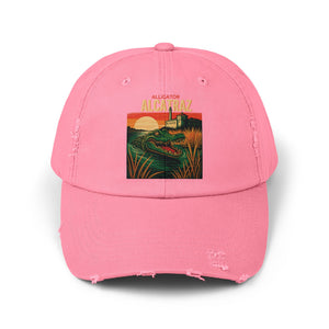 Alligator Alcatraz Vintage Distressed Cap Retro Florida Swamp Political Sarcasm TS02 Classic Cap Universal Fit Pink Printyourwear