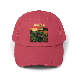 Alligator Alcatraz Vintage Distressed Cap Retro Florida Swamp Political Sarcasm TS02 Classic Cap Universal Fit Red Printyourwear