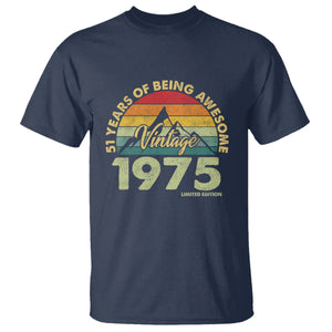 Vintage 1975 Limited Edition T Shirt - 51th Birthday 51 Years Old Gift TS10 Navy PrintYourWear