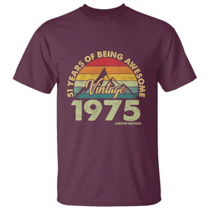 Vintage 1975 Limited Edition T Shirt - 51th Birthday 51 Years Old Gift TS10 Maroon PrintYourWear