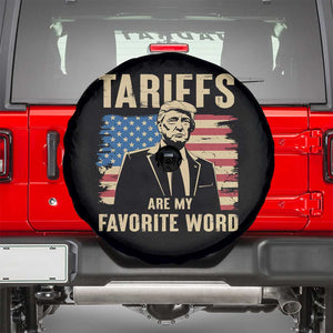 Tariffs Are My Favorite Word Spare Tire Cover Trump 2025 Patriotic American Flag Vintage TS02 Black Print Your Wear