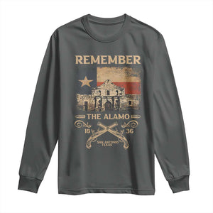 Texas Long Sleeve Shirt Remember The Alamo San Antonio 1836 TS09 Dark Heather Print Your Wear