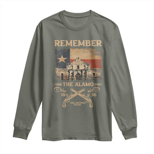 Texas Long Sleeve Shirt Remember The Alamo San Antonio 1836 TS09 Military Green Print Your Wear