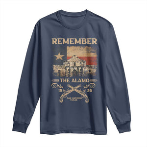 Texas Long Sleeve Shirt Remember The Alamo San Antonio 1836 TS09 Navy Print Your Wear