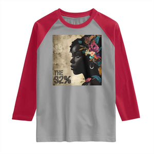 The 92% Black Women Power Raglan Shirt 92 Percent Floral Melanin Girls TS10 Sport Gray Red Print Your Wear