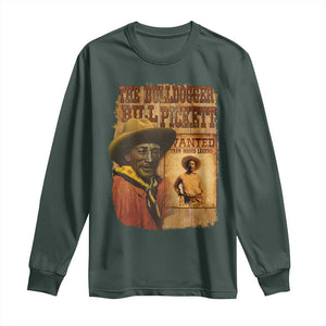 The Bulldogger Bill Pickett Long Sleeve Shirt Texan Rodeo Legend TS11 Dark Forest Green Print Your Wear