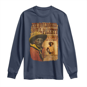 The Bulldogger Bill Pickett Long Sleeve Shirt Texan Rodeo Legend TS11 Navy Print Your Wear