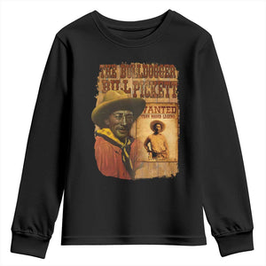 The Bulldogger Bill Pickett Youth Sweatshirt Texan Rodeo Legend TS11 Black Print Your Wear