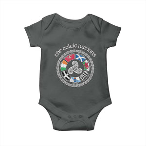 The Celtic Nations Baby Onesie Vintage The Seven Celtic Nations Flag TS11 Dark Heather Print Your Wear