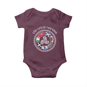 The Celtic Nations Baby Onesie Vintage The Seven Celtic Nations Flag TS11 Maroon Print Your Wear